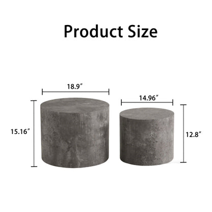 Set of 2 Faux Concrete Nesting Coffee Tables