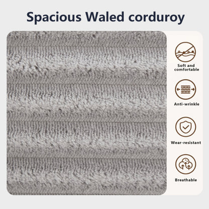 56-Inch Grey Corduroy Memory-Foam Compression Convertible Loveseat Sofa No-Assembly for Small-Space Apartment Home-Office