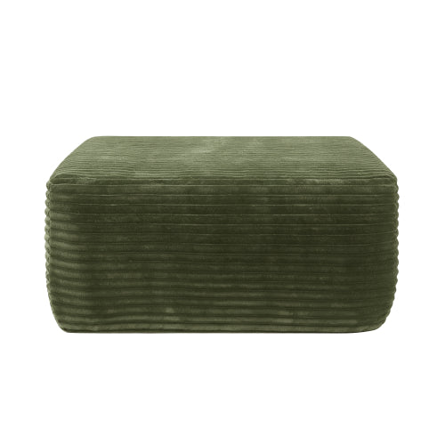 Plush Ottoman Green Corduroy Modular Sofa Extension Seat