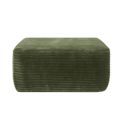 Plush Ottoman Green Corduroy Modular Sofa Extension Seat