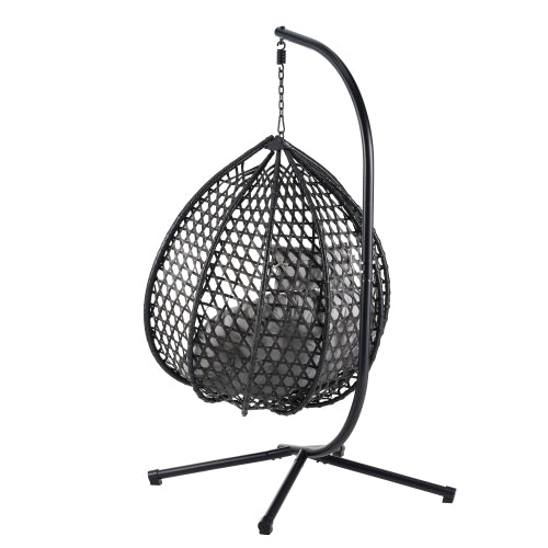 U_STYLE Sturdy Hammock Chair with Stand,Durable Hanging Egg Chair with Rattan Weaving