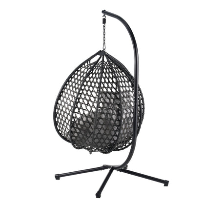 U_STYLE Sturdy Hammock Chair with Stand,Durable Hanging Egg Chair with Rattan Weaving