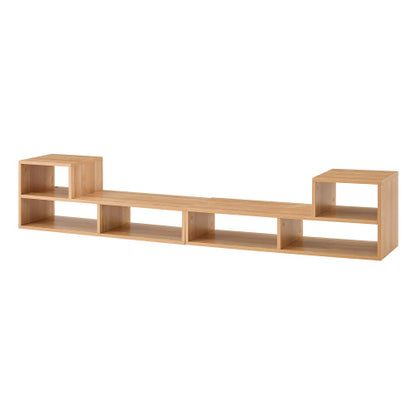 Modular TV Stand with Open Storage Shelves Light Wood Entertainment Center