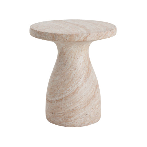 Outdoor/Indoor Travertine Lightweight Concrete Side Table