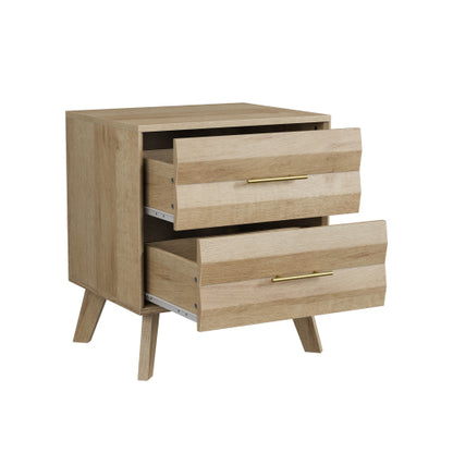 Oak 2-Drawer Medieval Modern Nightstand