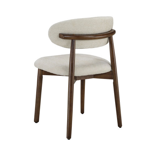 Farmhouse Chenille Dining Chairs with Solid Wood Legs, Set of 2, Beige
