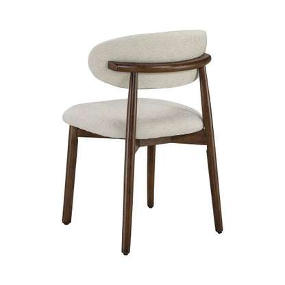 Farmhouse Chenille Dining Chairs with Solid Wood Legs, Set of 2, Beige