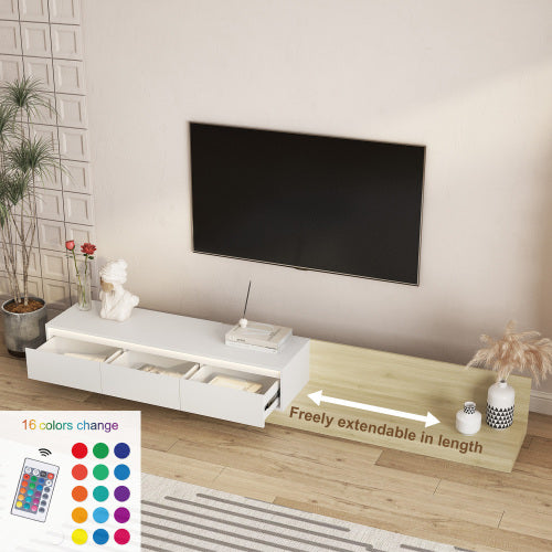 Wooden Modern LED TV Console 16 Color Changing Lights Large Storage Entertainment Center for Home