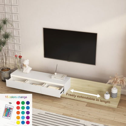 Wooden Modern LED TV Console 16 Color Changing Lights Large Storage Entertainment Center for Home