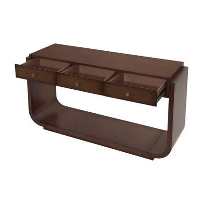 Walnut Classic Curved Leg Console Table With 3 Drawers Home Hallway Cabinet