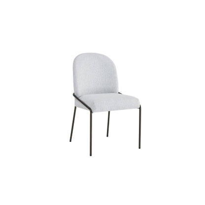 Modern Dining Chairs Set of 2, Light Grey Polyester Upholstered Chairs with Bronze Iron Frame