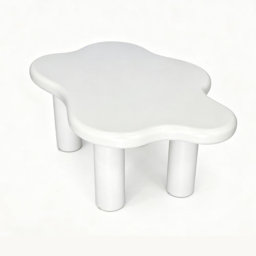 40 Inch White Cloud Coffee Table Modern MDF Living Room Center Table