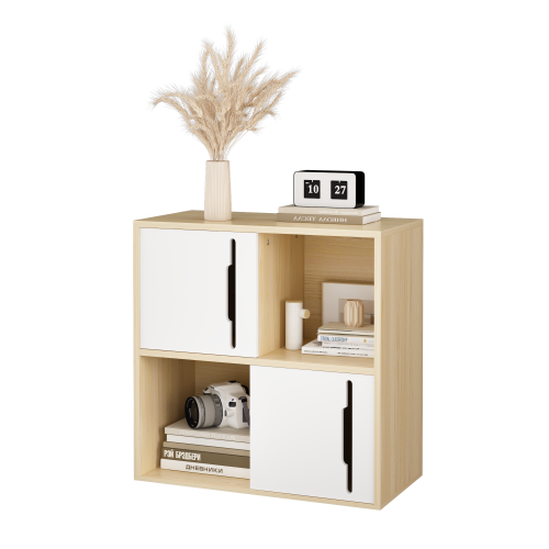Nordic Style Wooden Storage Cabinet Sliding Door Design Open Closed Combined Shelf Cabinet For Bedroom Kids Room