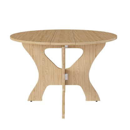 43 in Folding Dining Table for Small Spaces, MDF Table with Wild Oak Veneer, Space Saving Foldable Kitchen Table for Indoor and Outdoor Use