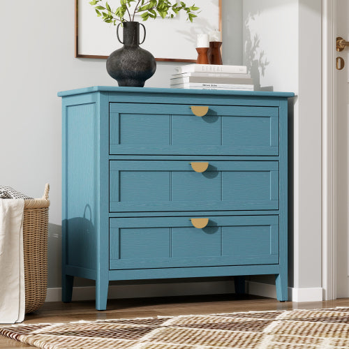 American Style 3-Drawer Storage Cabinet Anti-Tip Design Non-Slip Foot Pad Household Bedroom Study Wooden Chest Cabinet