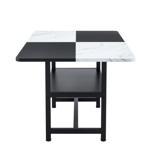 71-Inch Modern Two-Tone Dining Table with Storage Shelf for 6-8
