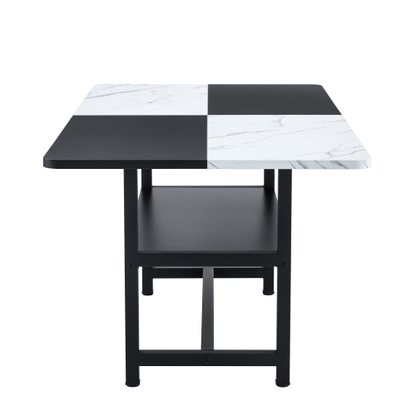 71-Inch Modern Two-Tone Dining Table with Storage Shelf for 6-8