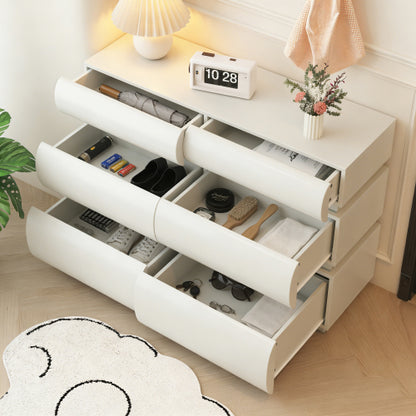 6 Drawer Dresser for Bedroom, White Dresser No Handle, Modern 6 Chest of Drawers with Wide Storage
