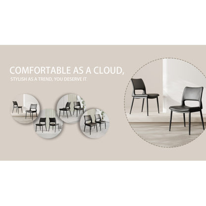 Set of 2 Modern Black PU Leather Dining Chairs, Stable Metal Frame Multi-Space Armless Side Chairs