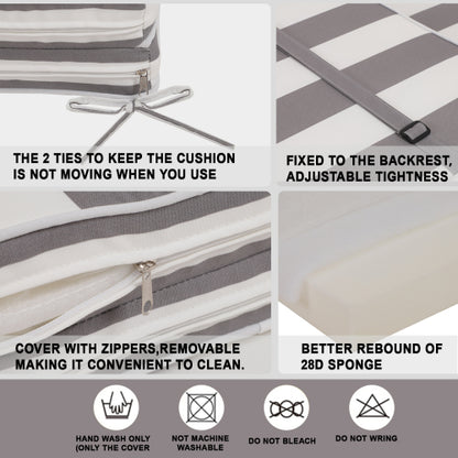 2PCS Set Outdoor Lounge Chair Cushion Replacement Patio Funiture Seat Cushion Chaise Lounge Cushion-Grey/white
