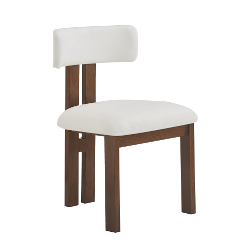 Set of 2 White Upholstered Armless Dining Chairs with Metal Legs, Modern Dining Room Chairs