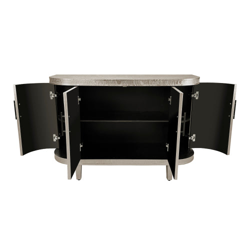 Champagne Modern Curved Four-Door Sideboard Solid Wood Leg Adjustable Shelf High Load-Bearing Home Console Cabinet