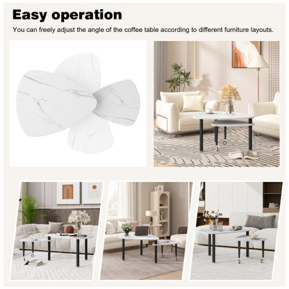 360°Rotatable Coffee Table, White Sintered Stone Top