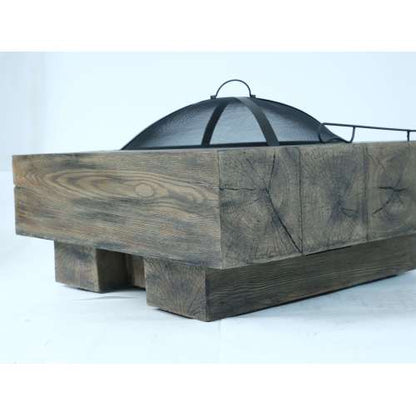 Wood-Fueled Outdoor Fire Pit with Wood Grain Design