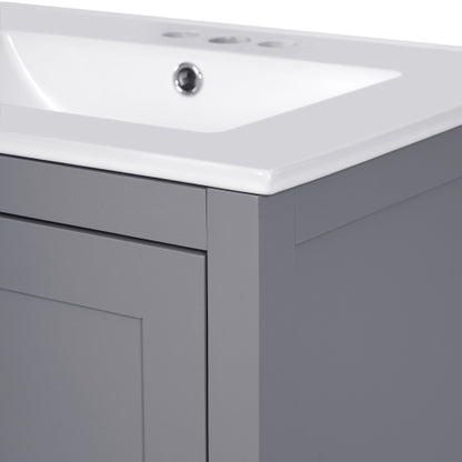 24-inch bathroom vanity with integrated undermount basin and a storage cabinet featuring 2 doors and 1 drawer. Includes double-layer door shelf, soft-close design, and versatile storage solutions