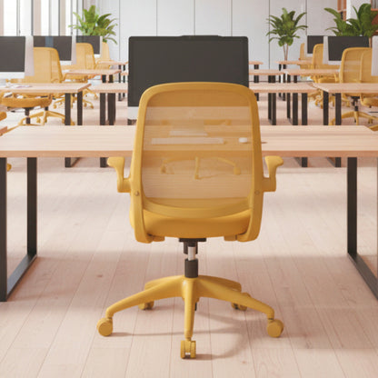 Ergonomic Color Office Chair 300lb (About 149.7kg), Home Office, Mesh Back, Integrated Molded Foam, Comfortable Sitting, Flipping Armrest, Fireproof, Rotating, Lifting Multifunctional Chair (Yellow)