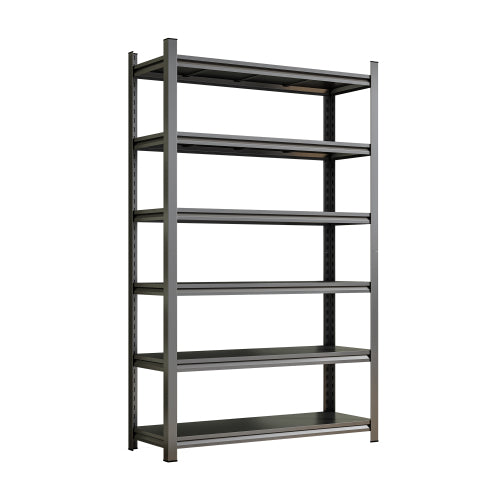 6 Story Metal Garage Storage Rack Adjustable Partition Shelves 400lb per Layer Heavy Duty Black