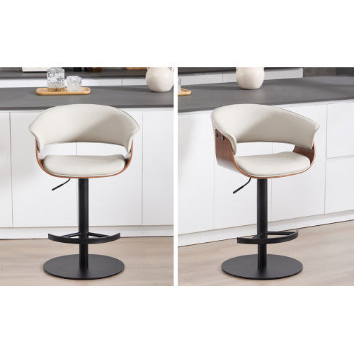 Faux Leather Wooden Adjustable Bar Stools, 360 Degree Swivel Bar Chair with Backs,Bar height Couner Height Barstools for Home Kitchen Dining Room and Bar Room(Grey 1pc)