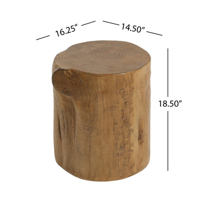 16.25 inch MGO Side Table, Hand-Painted Wood Stump Accent Table for Both Indoor and Outdoor Use