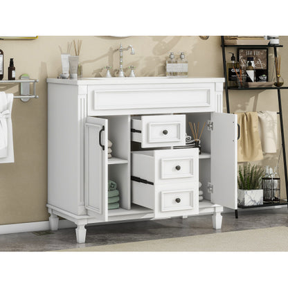 36'' Bathroom Vanity with Top Sink, Modern Bathroom Storage Cabinet with 2 Soft Closing Doors and 2 Drawers, Single Sink Bathroom Vanity