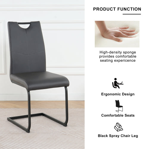 PU Upholstered Dining Chairs with Metal Legs, Set of 2, Charcoal/Gray