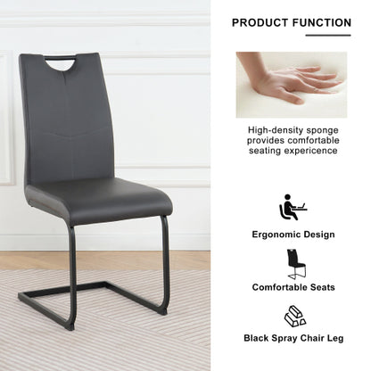 PU Upholstered Dining Chairs with Metal Legs, Set of 2, Charcoal/Gray