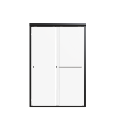 44"-48"W*72" H Semi-Frameless Double Sliding Shower Door, Bypass Shower Door, 1/4" (6mm) Thick SGCC Tempered Glass Door, Matte Black