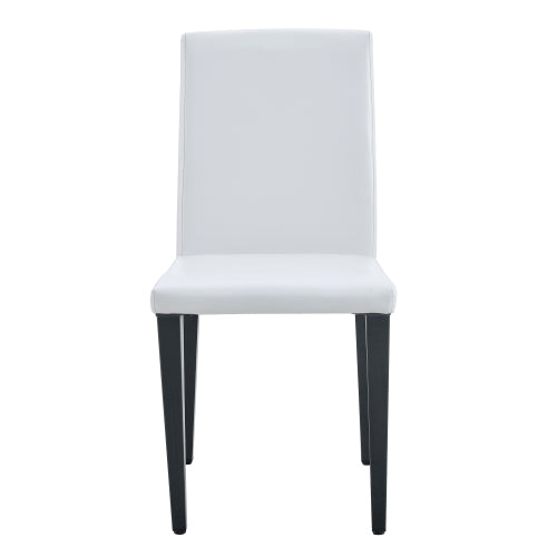 Set of 4 White PU Dining Chairs, Ergonomic 18.5 inch  Backrest, Black Metal Legs, Sponge Seat for Dining Room & Home Office