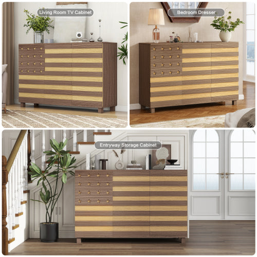 Hand Carved Buffet Sideboard Cabinet with Adjustable Shelves