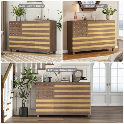 Hand Carved Buffet Sideboard Cabinet with Adjustable Shelves