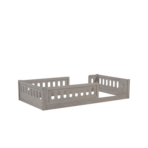 Wood Twin Size Platform Bed with Guardrail, Natural