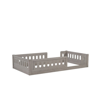 Wood Twin Size Platform Bed with Guardrail, Natural