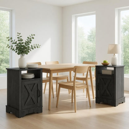 2-Pack 16inch Dark Grey Farmhouse Charging Nightstand