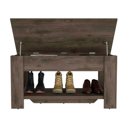 Storage Table, One Extendable Table Shelf, Four Legs, Lower Shelf -Dark Brown