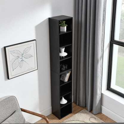 70.9 Inch 8-Tier Detachable Adjustable Slim Media Storage Tower Home Narrow Bookcase