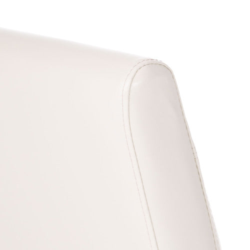 T-Stitch PU Leather Dining Chairs with Tapered Legs, Set of 2, Ivory