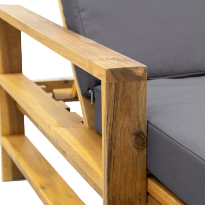 U_Style Acacia Wood Adjustable Backrest Outdoor Lounge Chair, Suitable for Gardens