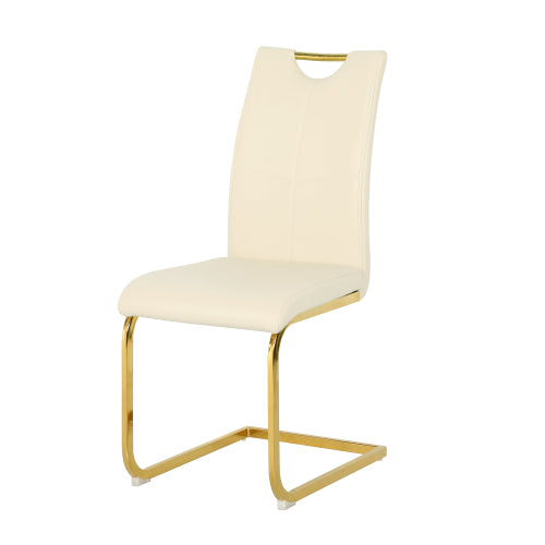 Dining Chairs Set of 4, Black PU Upholstered Chairs with Gold Metal Legs