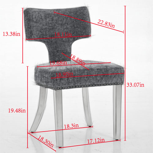 Set of 2 Black Mid-Century Farmhouse Dining Chairs, Copper Nail Curved Back Golden Plated Stainless Steel Legs 300lbs Capacity