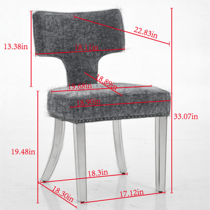 Set of 2 Black Mid-Century Farmhouse Dining Chairs, Copper Nail Curved Back Golden Plated Stainless Steel Legs 300lbs Capacity